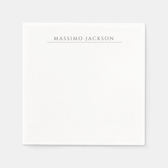 Own Name Calligraphy Chic Plain Simple Black White Pappersservett (Framsidan)