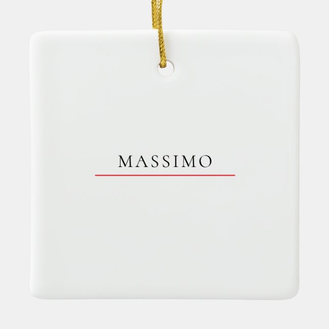 Own Name Decorative Chic Plain Simple Black White Julgransprydnad Keramik (Framsida)