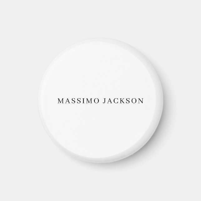 Own Name Decorative Chic Plain Simple Black White Magnet (Framsidan)