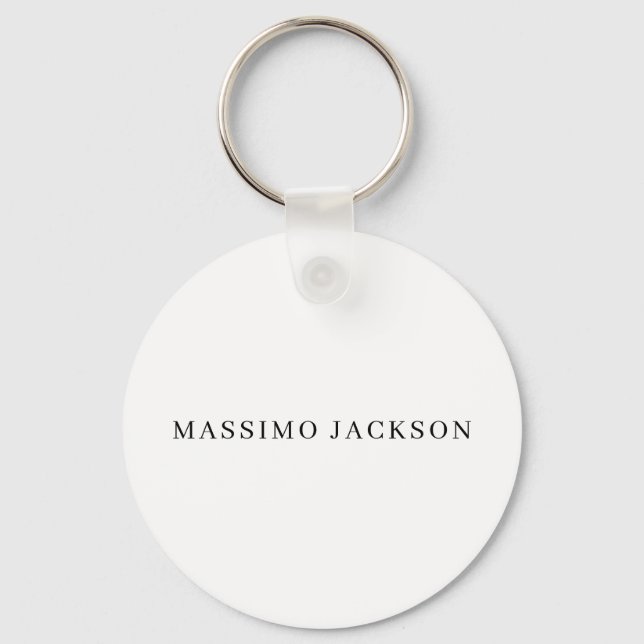 Own Name Decorative Chic Plain Simple Black White Nyckelring (Framsida)