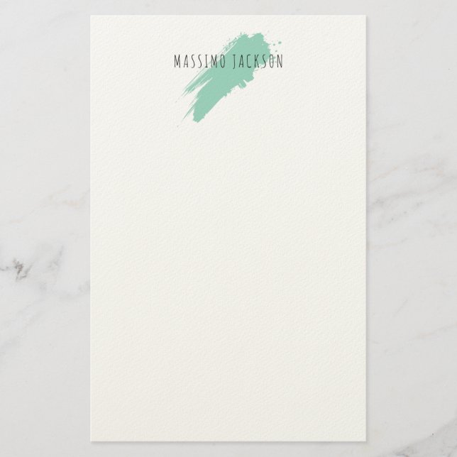 Own Name Decorative Chic Plain Simple Blue White Brevpapper (Framsida)