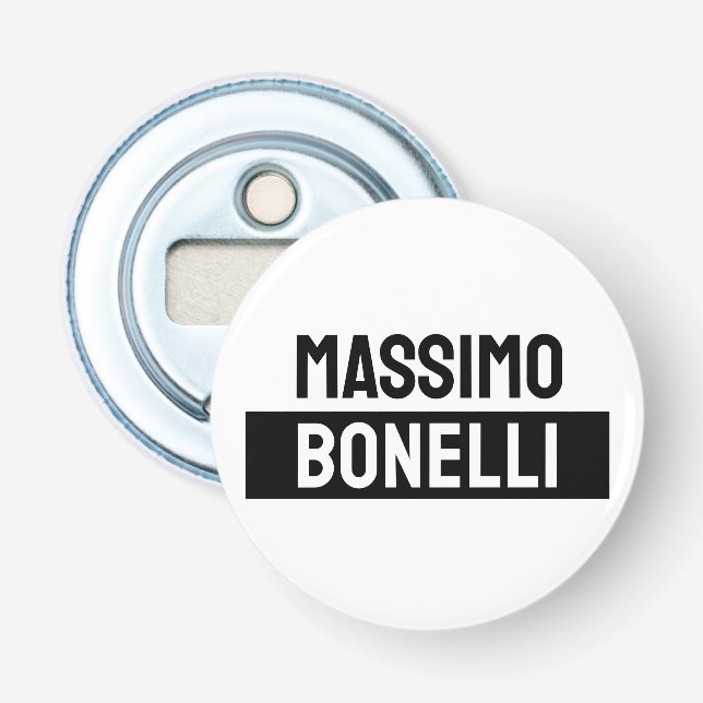 Own Name Minimalist Modern Plain Black White Flasköppnare (Framsidan)