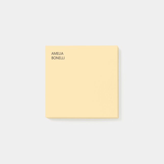 Own Name Modern Minimal Professional Plain Beige Post-it Block (Framsida)