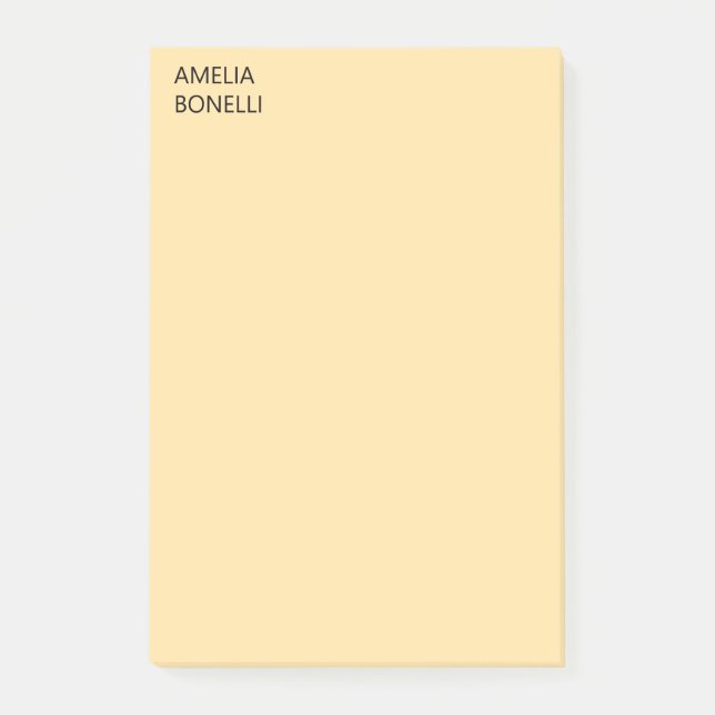 Own Name Modern Minimal Professional Plain Beige Post-it Block (Framsida)