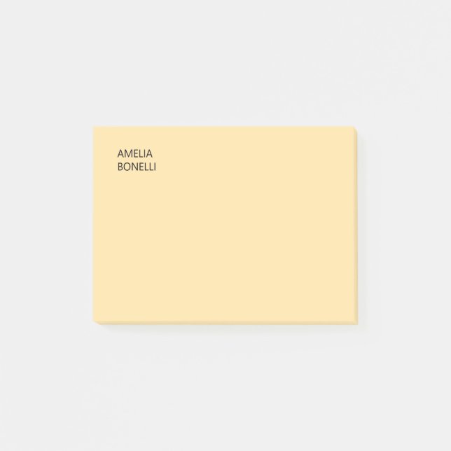 Own Name Modern Minimal Professional Plain Beige Post-it Block (Framsida)