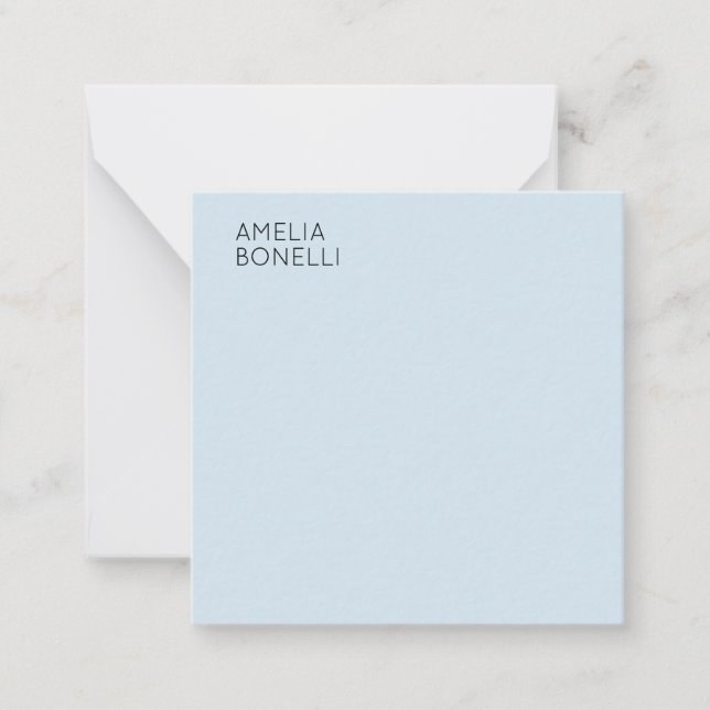Own Name Modern Minimalist Professional Plain Blue Anteckningskort (Framsida)