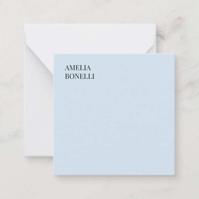 Own Name Modern Minimalist Professional Plain Blue Anteckningskort (Framsida)