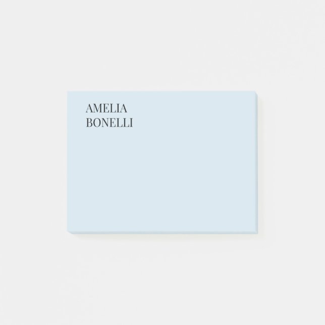 Own Name Modern Minimalist Professional Plain Blue Post-it Block (Framsida)