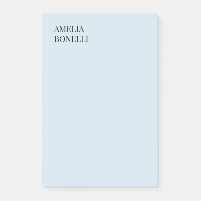 Own Name Modern Minimalist Professional Plain Blue Post-it Block (Framsida)