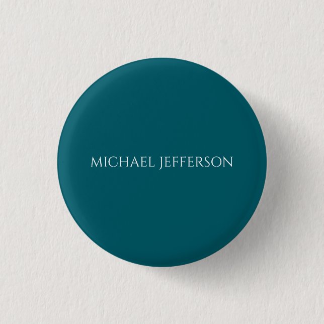 Own Name Plain Dark Teal Color Personalized Custom Knapp (Framsida)
