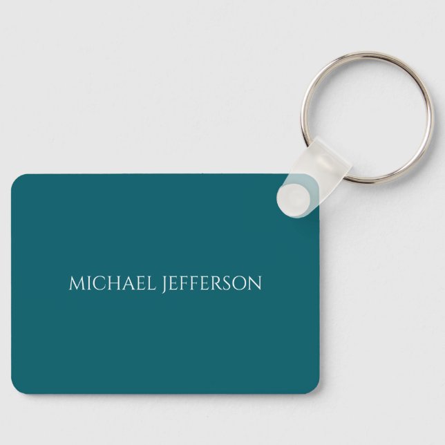 Own Name Plain Dark Teal Color Personalized Custom Nyckelring (Framsida)