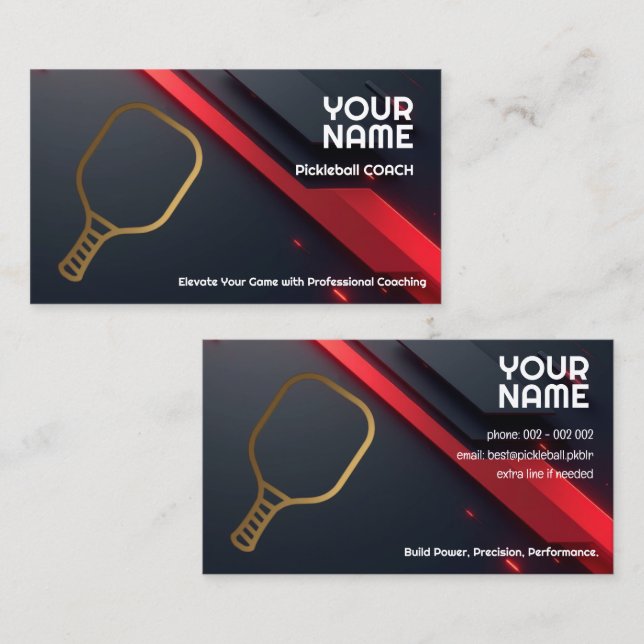 Own text, Precision Play Pickleball Coach Visitkort (Fram/baksida)