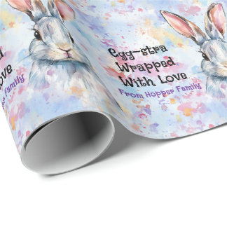 Own text Watercolor Easter Bunnies Presentpapper