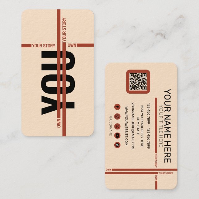 Own Your Story Shirt – Bold Motivational Quote Visitkort (Fram/baksida)