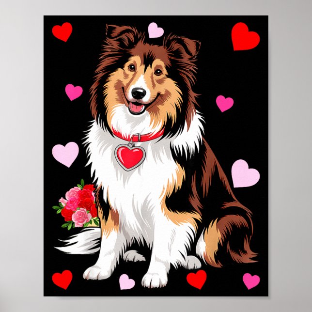 Owner Mom Dad Sheltie Dog Lover Valentines Day  Poster (Framsidan)