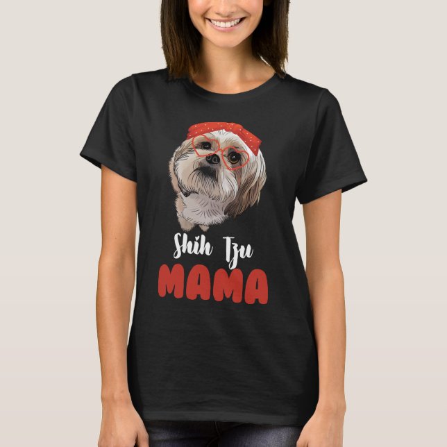 Owner Shih Tzu Dog Breed Woman Cute Hairknot T Shirt (Framsida)