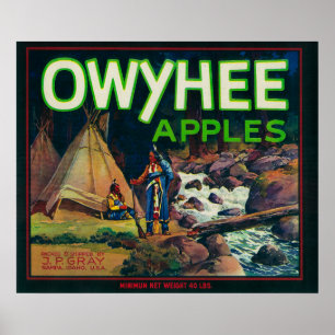 Owyhee Apple Låda LabelNampa, ID Poster