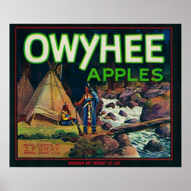 Owyhee Apple Låda LabelNampa, ID Poster (Framsidan)