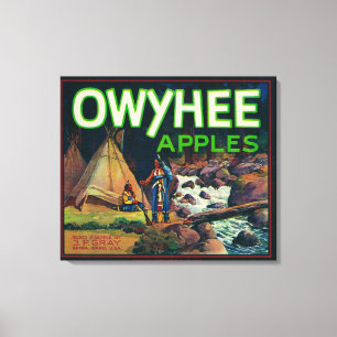 Owyhee Apple låda LabelNampa, legitimation Canvastryck