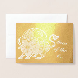 Ox-året Folierat Kort