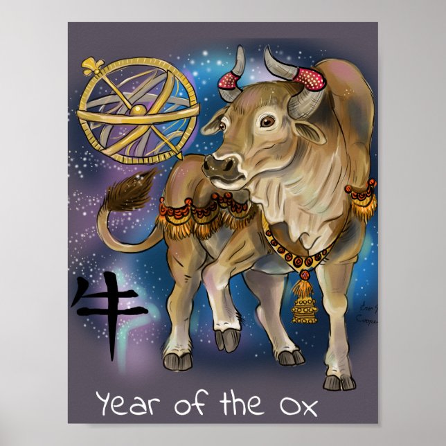 Ox-året för kinesisk zodiak poster (Framsidan)