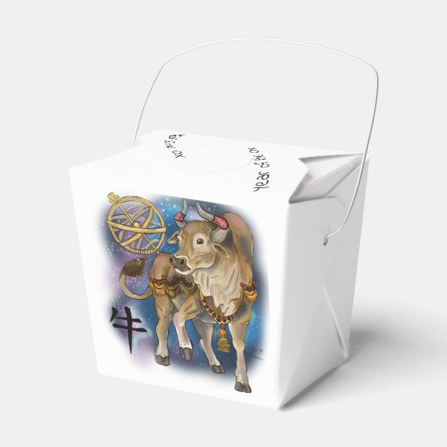 Ox-året för kinesisk zodiak presentaskar (Framsidan Sidan)