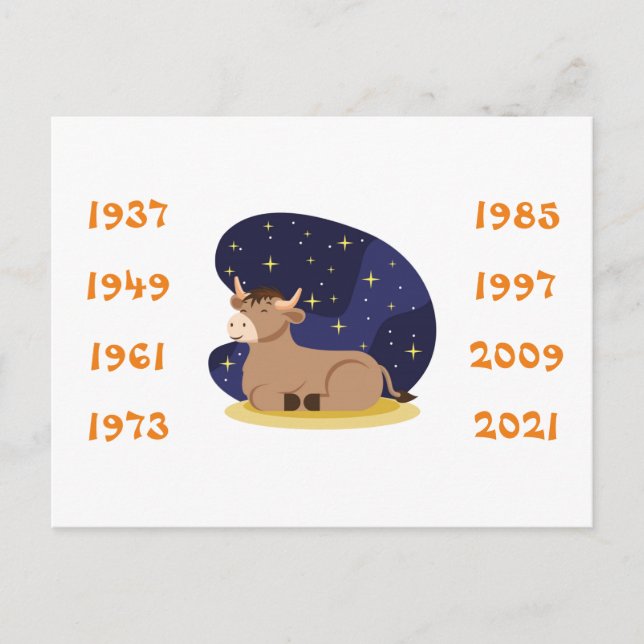 Ox-året i Kina Vykort (Framsida)