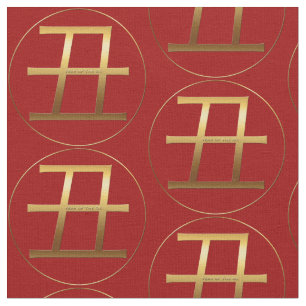 Ox-årig Guld-emballerad effekt Symbol Zodiac Fabr Tyg