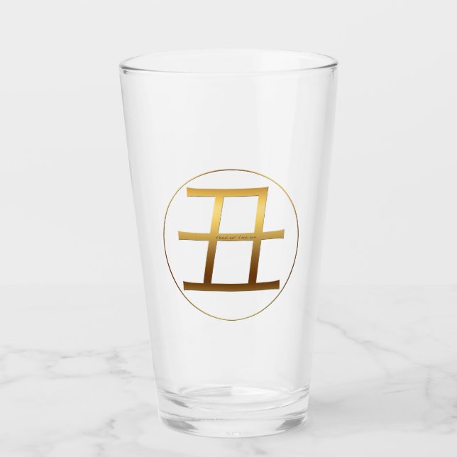 Ox-års Guld-reliefeffekt Symbol Zodiacglas Glaskopp (Framsida)