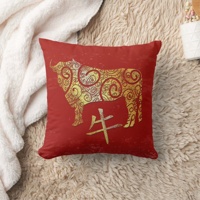 Ox Chinese Zodiac Horoscope Constellation Sign Kudde (Filt)