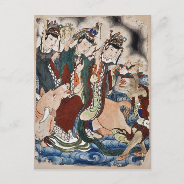 Ox Figur i den kinesiska zodiakväggsmålningen Vykort (Framsida)