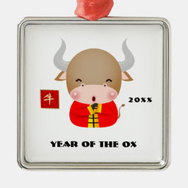 Ox-gåvans kinesiska år julgransprydnad metall