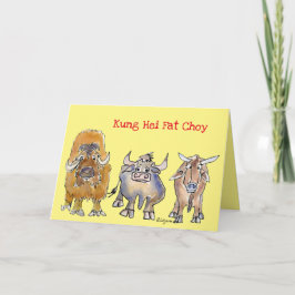 Ox-Helgdag för kinesisk Tecknad, nyårskort Helgkort