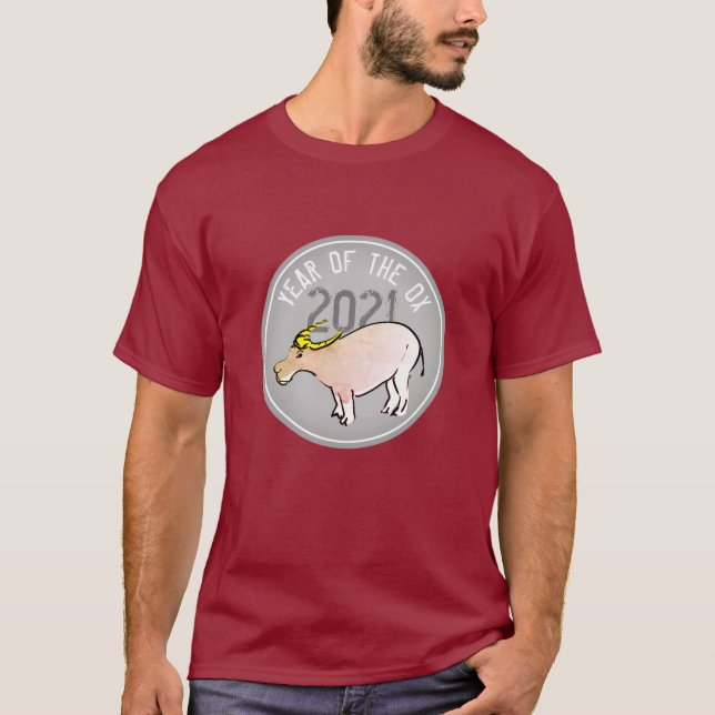 Ox tecknad kinesiska nyårtalet 2021 Manar T Shirt (Framsida)