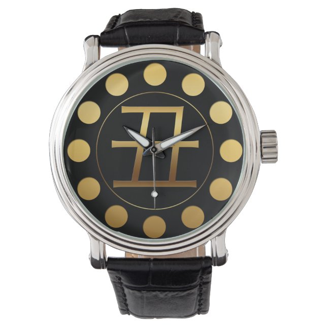 Ox Year Guld-präglat effektsymbol Black Watch Armbandsur (Framsida)