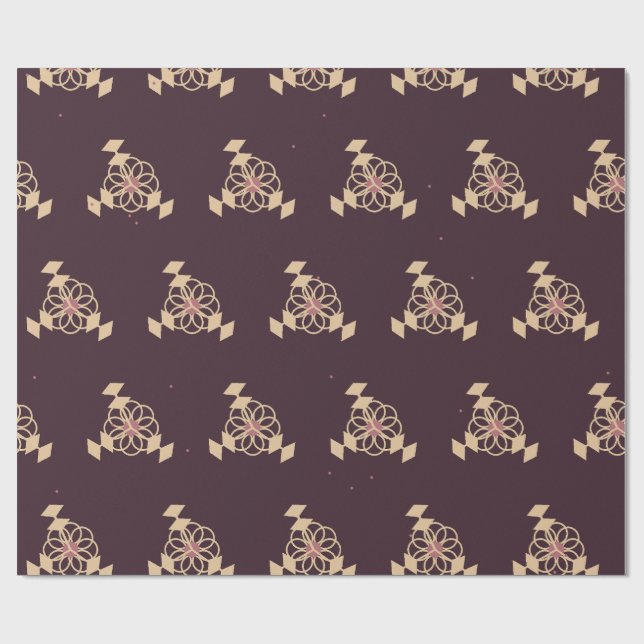 Oxblood Botaniskt Blommigt Inpackningspapper Presentpapper (Platt)