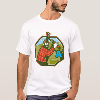 Oxe för blått för Paul Bunyan LumberJackyxa T Shirt