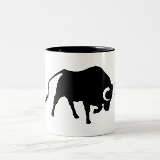 oxe som är moggy, nötkreatur, ko, bullfight, Två-Tonad mugg