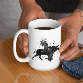 Oxen Dansande Tjej 15oz Svart Kant Mugg