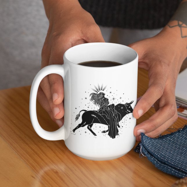 Oxen Dansande Tjej 15oz Svart Kant Mugg (Skapare uppladdad)