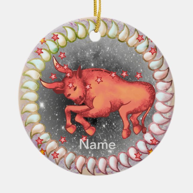 Oxen Födelsedagsprydnader Julgransprydnad Keramik (Framsidan)