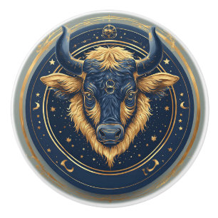 ♉ Oxen Guld-Tjur Ring Hockeypuck Zodiakpresent ✨ Knopp