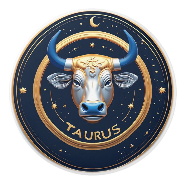 ♉ Oxen Guld Tjur Stjärntecken Present ✨ Knopp (Framsidan)