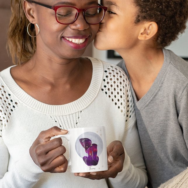 Oxen Purpur Guld Feminint Zodiakdesign Kaffemugg (Skapare uppladdad)
