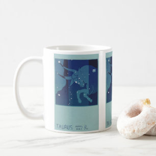 Oxen Stjärnbild Konstellation Vintage Zodiak Astro Kaffemugg