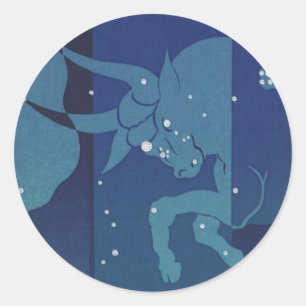 Oxen Stjärnbild Konstellation Vintage Zodiak Astro Runt Klistermärke