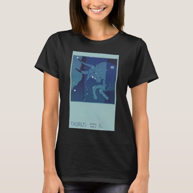 Oxen Stjärnbild Retro Zodiak Astrologi T Shirt (Framsida)