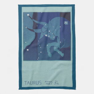 Oxen Stjärnbild Vintage Zodiak Astrologi Kökshandduk