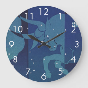 Oxen Stjärnbild Vintage Zodiak Astrologi Stor Klocka