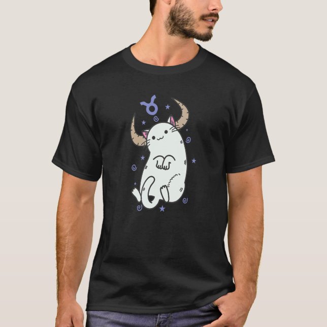 Oxen Stjärntecken Som En Katt Horoskop T Shirt (Framsida)